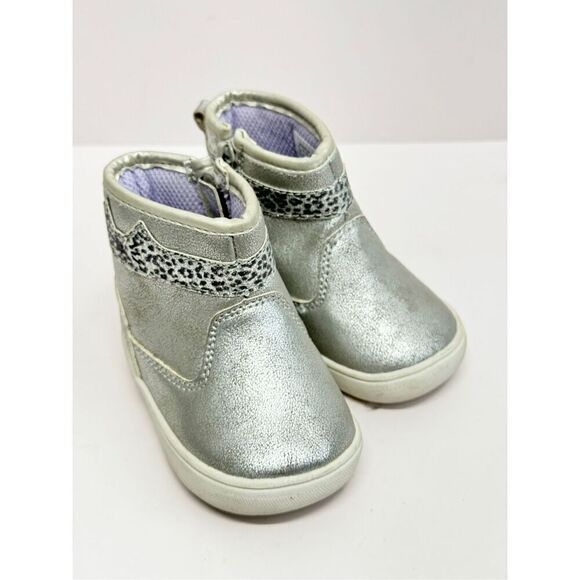 Stride Rite 360 Magnolia Baby Ankle Booties Size 3 Months Silver - Picture 2 of 8